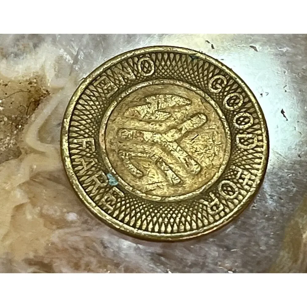 NYC Transit Authority Subway Token Good For One Fare 1970s Brass Vintage